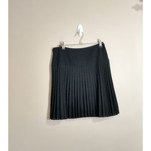 J Crew Womens Pleated Mini Skirt Size 2 Black Diamond Cutouts Lined Minimalist